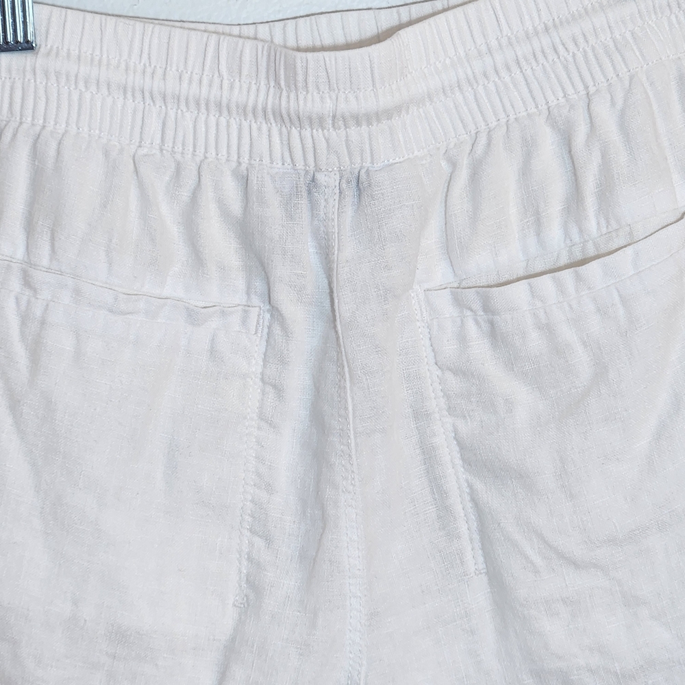 Athleta White Linen Pull-On Shorts Size 4 - Picture 5 of 10